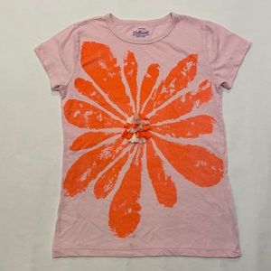 Girls CrewCuts Collectible Pink Tee with Floral Print & Tassels, Size 14